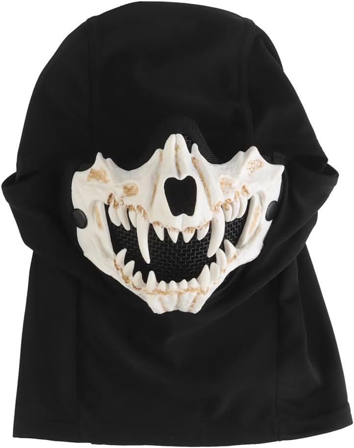 Let Me Be White Bone Fang Airsoft Paintball Mask with Steel Mesh, Highly Breathable Balaclava Headgear, Portable Adjustable Tactical Mask (White) - Image 3